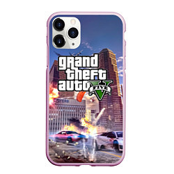 Чехол iPhone 11 Pro матовый ЭКШЕН Grand Theft Auto V, цвет: 3D-розовый