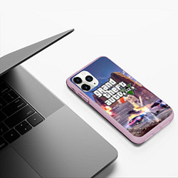 Чехол iPhone 11 Pro матовый ЭКШЕН Grand Theft Auto V, цвет: 3D-розовый — фото 2