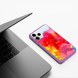 Чехол iPhone 11 Pro матовый Брызги краски, цвет: 3D-фиолетовый — фото 2