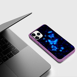 Чехол iPhone 11 Pro матовый Неоновые бабочки, цвет: 3D-фиолетовый — фото 2