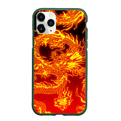 Чехол iPhone 11 Pro матовый ДРАКОН, цвет: 3D-темно-зеленый
