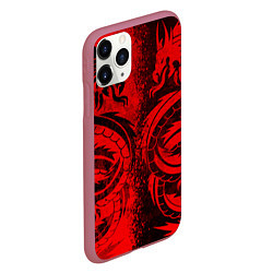 Чехол iPhone 11 Pro матовый BLACK RED DRAGONS TATOO, цвет: 3D-малиновый — фото 2