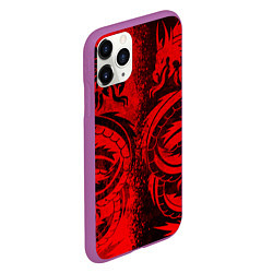 Чехол iPhone 11 Pro матовый BLACK RED DRAGONS TATOO, цвет: 3D-фиолетовый — фото 2