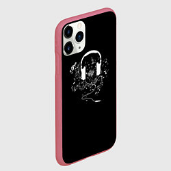 Чехол iPhone 11 Pro матовый Headphones, цвет: 3D-малиновый — фото 2