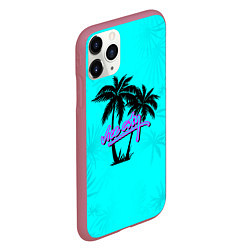 Чехол iPhone 11 Pro матовый GTA Vice City гавайка, цвет: 3D-малиновый — фото 2