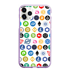 Чехол iPhone 11 Pro матовый BITCOIN PATTERN БИТКОИН Z, цвет: 3D-сиреневый