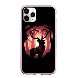 Чехол iPhone 11 Pro матовый Олень в лесу, цвет: 3D-розовый