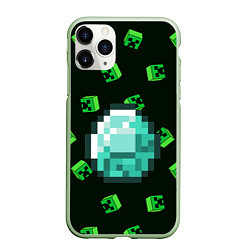 Чехол iPhone 11 Pro матовый МАЙНКРАФТ MINECRAFT, цвет: 3D-салатовый