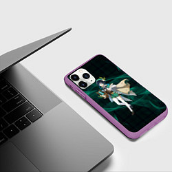 Чехол iPhone 11 Pro матовый Genshin Impact - Venti, цвет: 3D-фиолетовый — фото 2