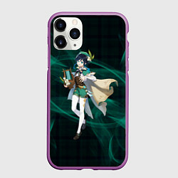 Чехол iPhone 11 Pro матовый Genshin Impact - Venti, цвет: 3D-фиолетовый