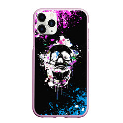 Чехол iPhone 11 Pro матовый Череп в краске, цвет: 3D-розовый