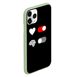 Чехол iPhone 11 Pro матовый Сердце и мозг, цвет: 3D-салатовый — фото 2