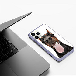 Чехол iPhone 11 Pro матовый Доберман Doberman, цвет: 3D-светло-сиреневый — фото 2