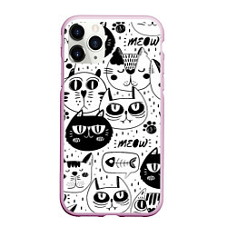 Чехол iPhone 11 Pro матовый Кошки, цвет: 3D-розовый