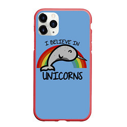 Чехол iPhone 11 Pro матовый Unicorns, цвет: 3D-красный