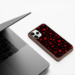 Чехол iPhone 11 Pro матовый Красные сердца, цвет: 3D-коричневый — фото 2