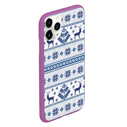Чехол iPhone 11 Pro матовый Русские народные узоры, цвет: 3D-фиолетовый — фото 2