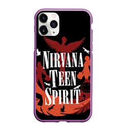 Чехол iPhone 11 Pro матовый NIRVANA TEEN SPIRIT, цвет: 3D-фиолетовый