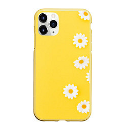 Чехол iPhone 11 Pro матовый Ромашки, цвет: 3D-желтый