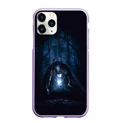Чехол iPhone 11 Pro матовый Странник в лесу, цвет: 3D-светло-сиреневый
