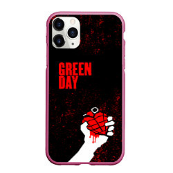 Чехол iPhone 11 Pro матовый Green day, цвет: 3D-малиновый