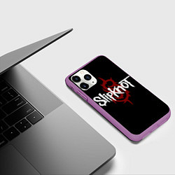 Чехол iPhone 11 Pro матовый Slipknot Надпись, цвет: 3D-фиолетовый — фото 2