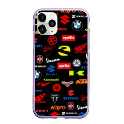 Чехол iPhone 11 Pro матовый Motorcycle pattern Мото паттерн Z, цвет: 3D-светло-сиреневый