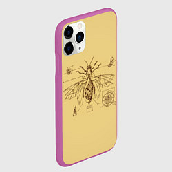 Чехол iPhone 11 Pro матовый МЕХА ЦИКАДА ЧЕРТЕЖ СТИМПАНК, цвет: 3D-фиолетовый — фото 2