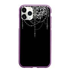Чехол iPhone 11 Pro матовый Белая Мандала, цвет: 3D-фиолетовый
