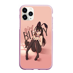 Чехол iPhone 11 Pro матовый Bunny Girl, цвет: 3D-розовый