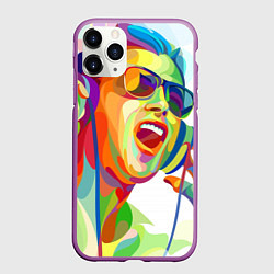 Чехол iPhone 11 Pro матовый Слушаем Музыку, цвет: 3D-фиолетовый