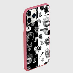 Чехол iPhone 11 Pro матовый КРОВОСТОК ТАТУИРОВКИ ЧБ, цвет: 3D-малиновый — фото 2