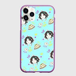 Чехол iPhone 11 Pro матовый Сяо и тофу, цвет: 3D-фиолетовый