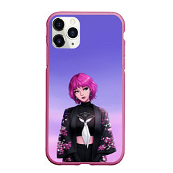 Чехол iPhone 11 Pro матовый ANIME GIRL, цвет: 3D-малиновый