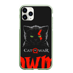 Чехол iPhone 11 Pro матовый Cat of war, цвет: 3D-салатовый