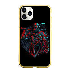 Чехол iPhone 11 Pro матовый Brutal Kratos, цвет: 3D-желтый