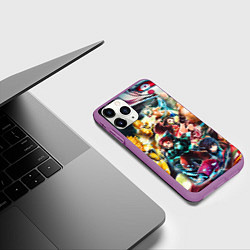 Чехол iPhone 11 Pro матовый КЛИНОК РАССЕКАЮЩИЙ ДЕМОНОВ ПЕРСОНАЖИ, цвет: 3D-фиолетовый — фото 2
