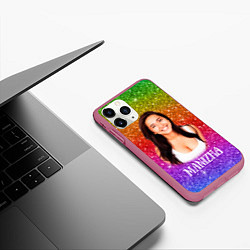 Чехол iPhone 11 Pro матовый Manizha Радужные блестки, цвет: 3D-малиновый — фото 2