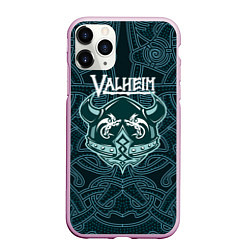 Чехол iPhone 11 Pro матовый Valheim шлем с рогами, цвет: 3D-розовый