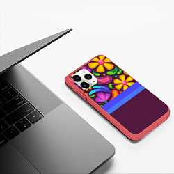 Чехол iPhone 11 Pro матовый Мультяшные Цветы, цвет: 3D-красный — фото 2