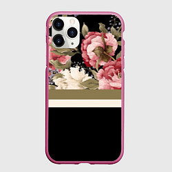 Чехол iPhone 11 Pro матовый Розы, цвет: 3D-малиновый