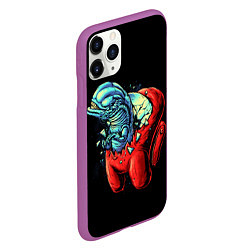 Чехол iPhone 11 Pro матовый Among Us Aliens, цвет: 3D-фиолетовый — фото 2