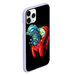 Чехол iPhone 11 Pro матовый Among Us Aliens, цвет: 3D-светло-сиреневый — фото 2