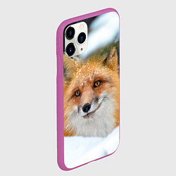 Чехол iPhone 11 Pro матовый Лисичка на сугробе, цвет: 3D-фиолетовый — фото 2