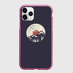 Чехол iPhone 11 Pro матовый Mountain Vinyl Record, цвет: 3D-малиновый
