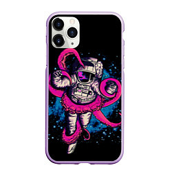 Чехол iPhone 11 Pro матовый Осьминог и Космонавт, цвет: 3D-сиреневый