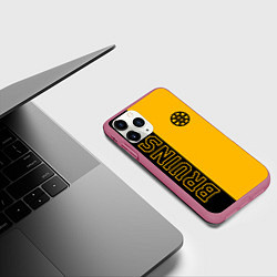 Чехол iPhone 11 Pro матовый NHL BOSTON BRUINS, цвет: 3D-малиновый — фото 2