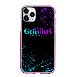 Чехол iPhone 11 Pro матовый GENSHIN IMPACT NEON LOGO, цвет: 3D-розовый