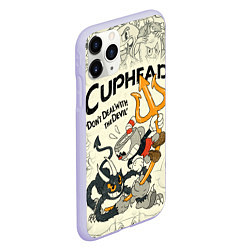 Чехол iPhone 11 Pro матовый Cuphead and Devil, цвет: 3D-светло-сиреневый — фото 2