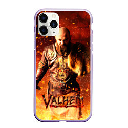 Чехол iPhone 11 Pro матовый Valheim Викинг в огне, цвет: 3D-светло-сиреневый